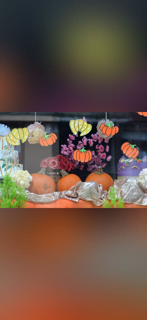 0007 Halloween decorations in Poland wallpaper in near-black and olive tones, Full HD, 16:9 format for phone