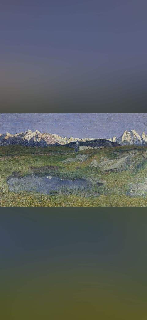 Alpine Landscape at Sunset wallpaper in slate and olive tones, Full HD, 16:9 format for desktop