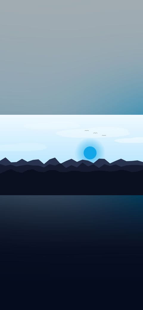Blue hour village 2 wallpaper in pale sky and near-black tones, 4K, 16:9 format for phone