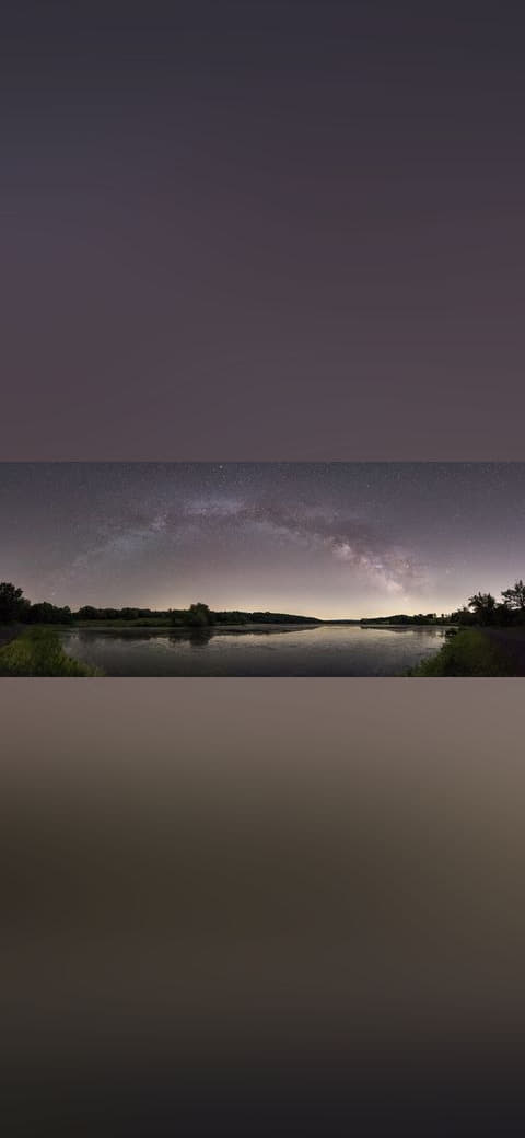 Bontecou Lake Milky Way panorama wallpaper in olive and charcoal tones, Full HD, 21:9 format for phone