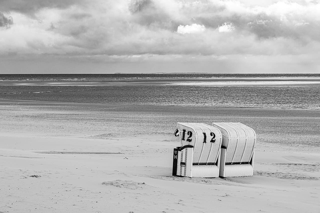 Borkum, Hauptstrand wallpaper in sand and sage green tones, Full HD, 4:3 format for phone
