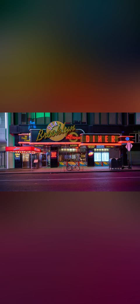 Brooklyn Diner, New York City -L1006207 wallpaper in charcoal and charcoal tones, Full HD, 16:9 format for desktop