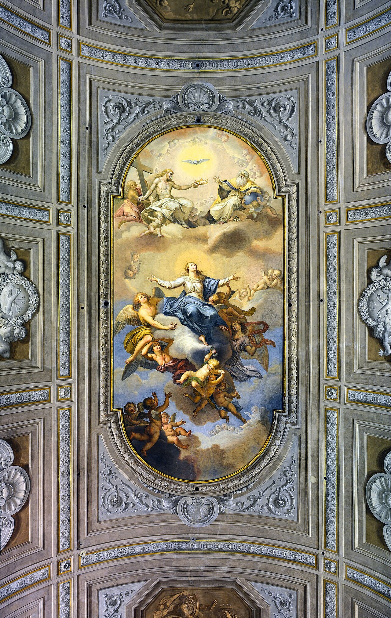 Ceiling of the "Assumption of Mary" in Santa Maria… wallpaper in slate and olive tones, Full HD, 9:16 format for phone