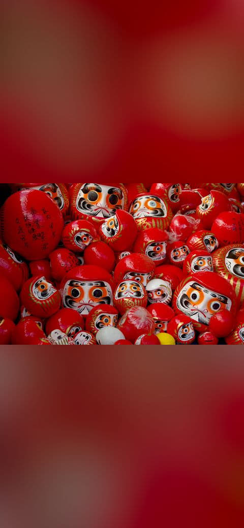 Daruma doll sai2011 wallpaper in crimson and indigo tones, Full HD, 4:3 format for phone