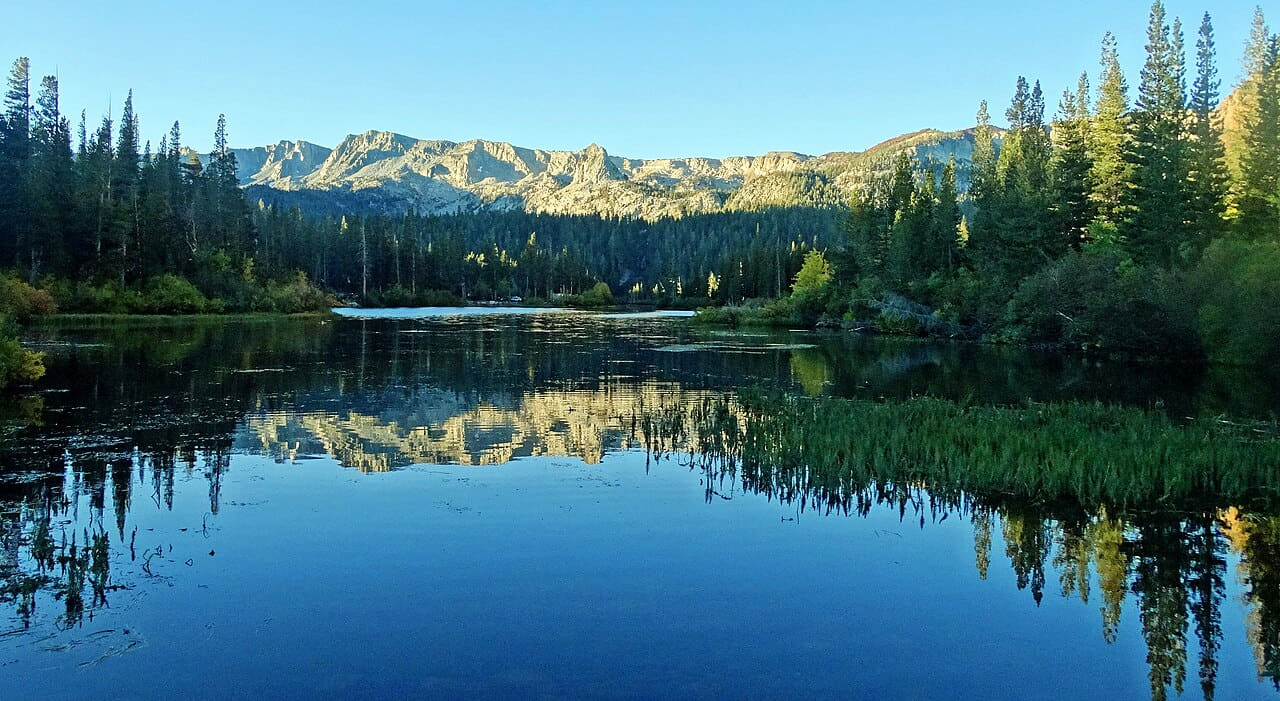 Dawn of Day, Twin Lakes, CA 2016 wallpaper in sky blue and near-black tones, Full HD, 16:9 format for desktop