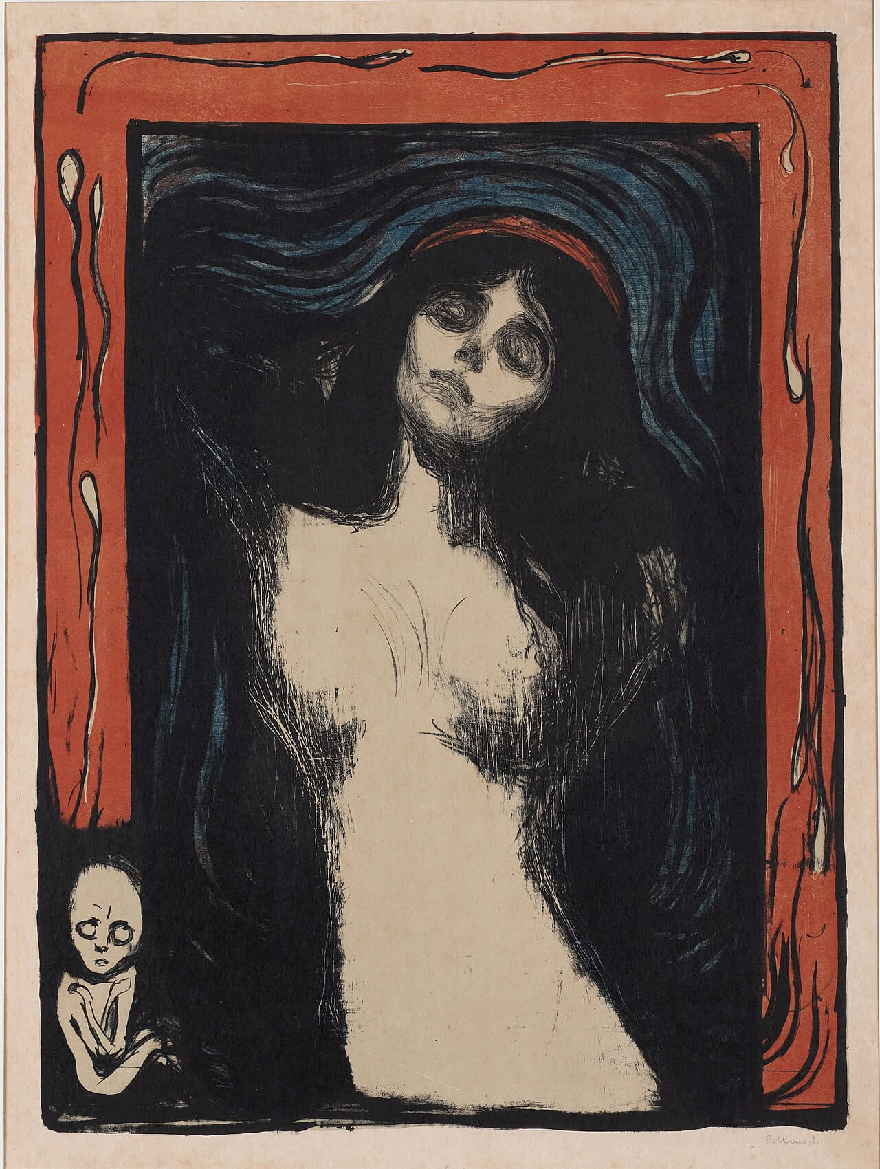 Fondo de pantalla Edvard Munch - Madonna - Google Art Project en tonos near-black y sand, Full HD, formato 3:4 para móvil