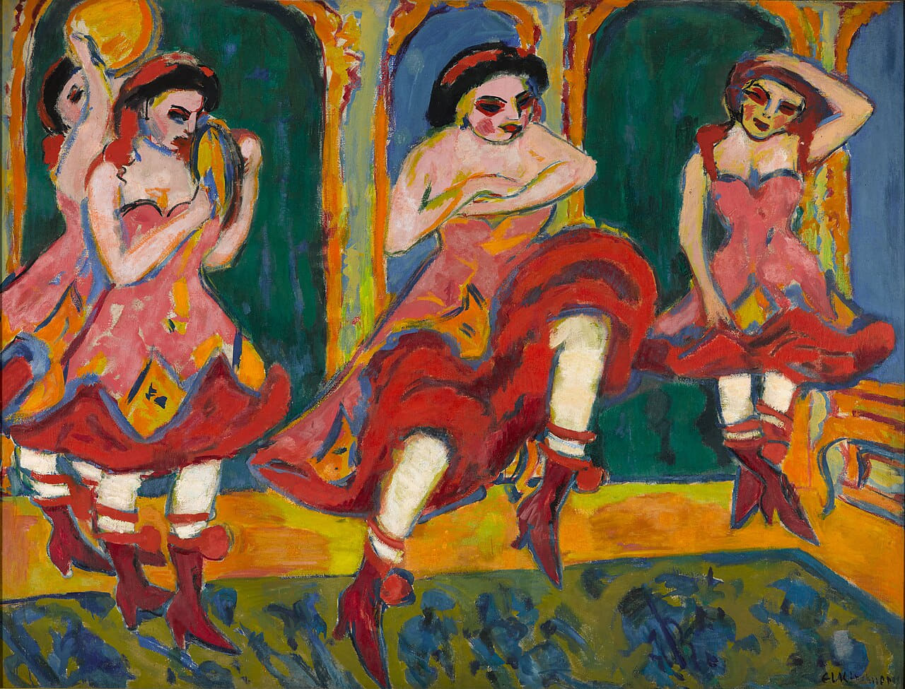 Ernst Ludwig Kirchner - Czardas dancers - Google… wallpaper in deep green and charcoal tones, Full HD, 4:3 format for phone