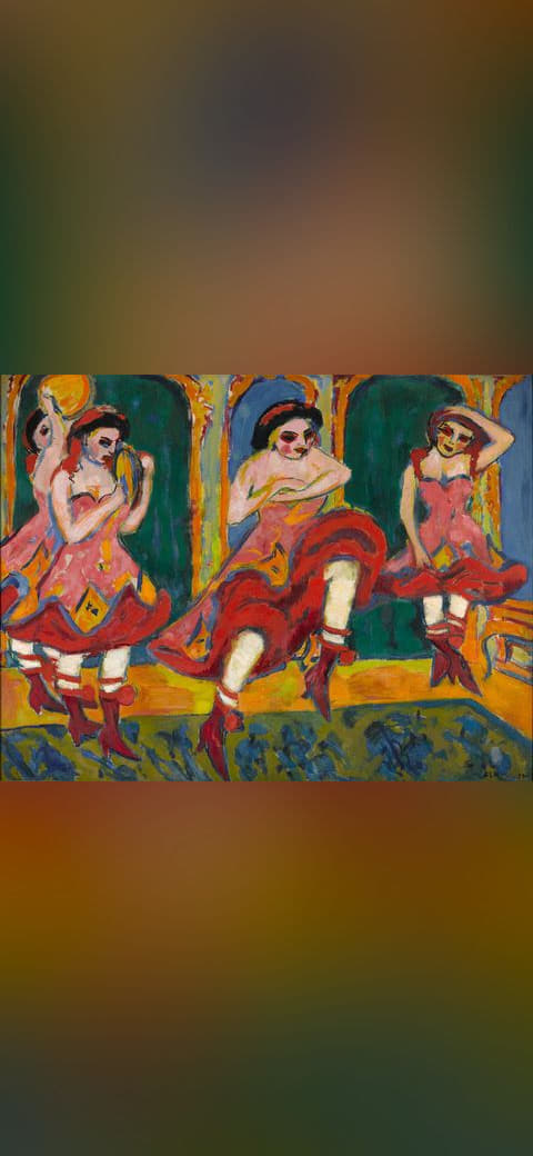 Ernst Ludwig Kirchner - Czardas dancers - Google… wallpaper in deep green and charcoal tones, Full HD, 4:3 format for phone