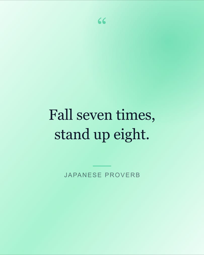 Fondo de pantalla con la frase "Fall seven times, stand up eight." sobre fondo mint y pale sky, HD, formato 4:5