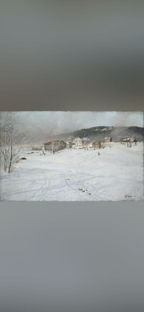 Frits Thaulow - Winter - Google Art Project wallpaper in mint and sage green tones, Full HD, 16:9 format for phone