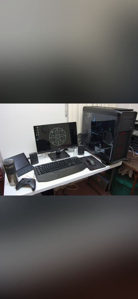 Gaming PC-Setup - Astaroth- The Completed System wallpaper in near-black and lavender tones, Full HD, 4:3 format for phone