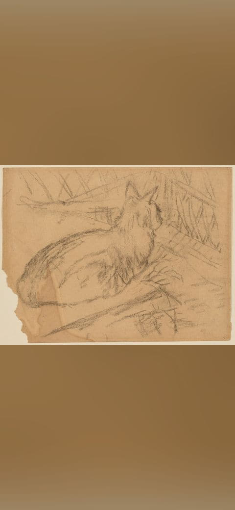 Fondo de pantalla Gwen John - Cat lying down, NMW A 15577 en tonos sand y sand, Full HD, formato 4:3 para móvil
