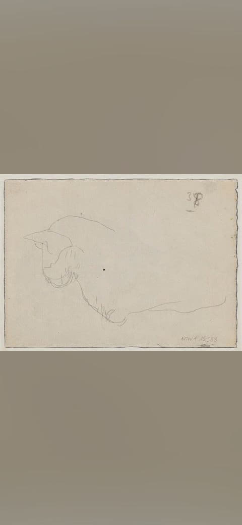 Fondo de pantalla Gwen John - Cat lying down, NMW A 15588v en tonos blush y sand, Full HD, formato 4:3 para móvil