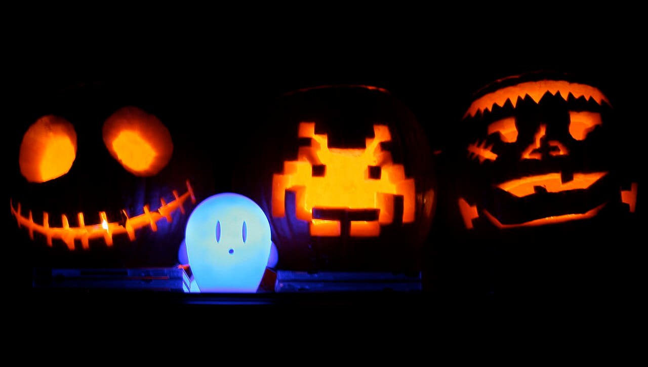 Halloween 2008 Pumpkin workshop 32 wallpaper in near-black and near-black tones, Full HD, 16:9 format for phone