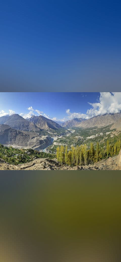 Hunza Valley, view from Eagle's Nest wallpaper in slate and olive tones, Full HD, 16:9 format for desktop