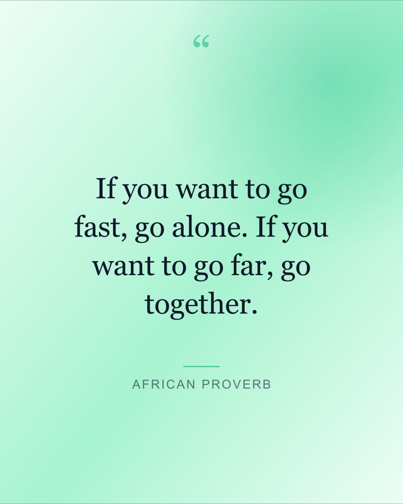 Fondo de pantalla con la frase "If you want to go fast, go alone. If you want to go…" sobre fondo mint y pale sky, HD, formato 4:5