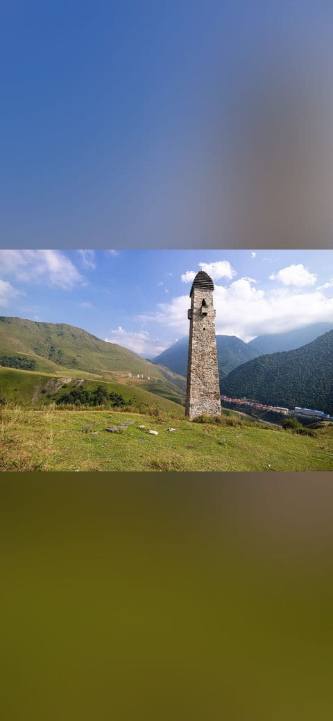 Ingushetia, Russia, Armkhi, Ingush tower wallpaper in olive and sage green tones, Full HD, 4:3 format for desktop