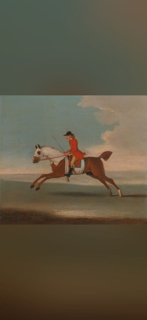 James Seymour - One of Four Portraits of Horses - a… wallpaper in olive and slate tones, Full HD, 1:1 format for phone