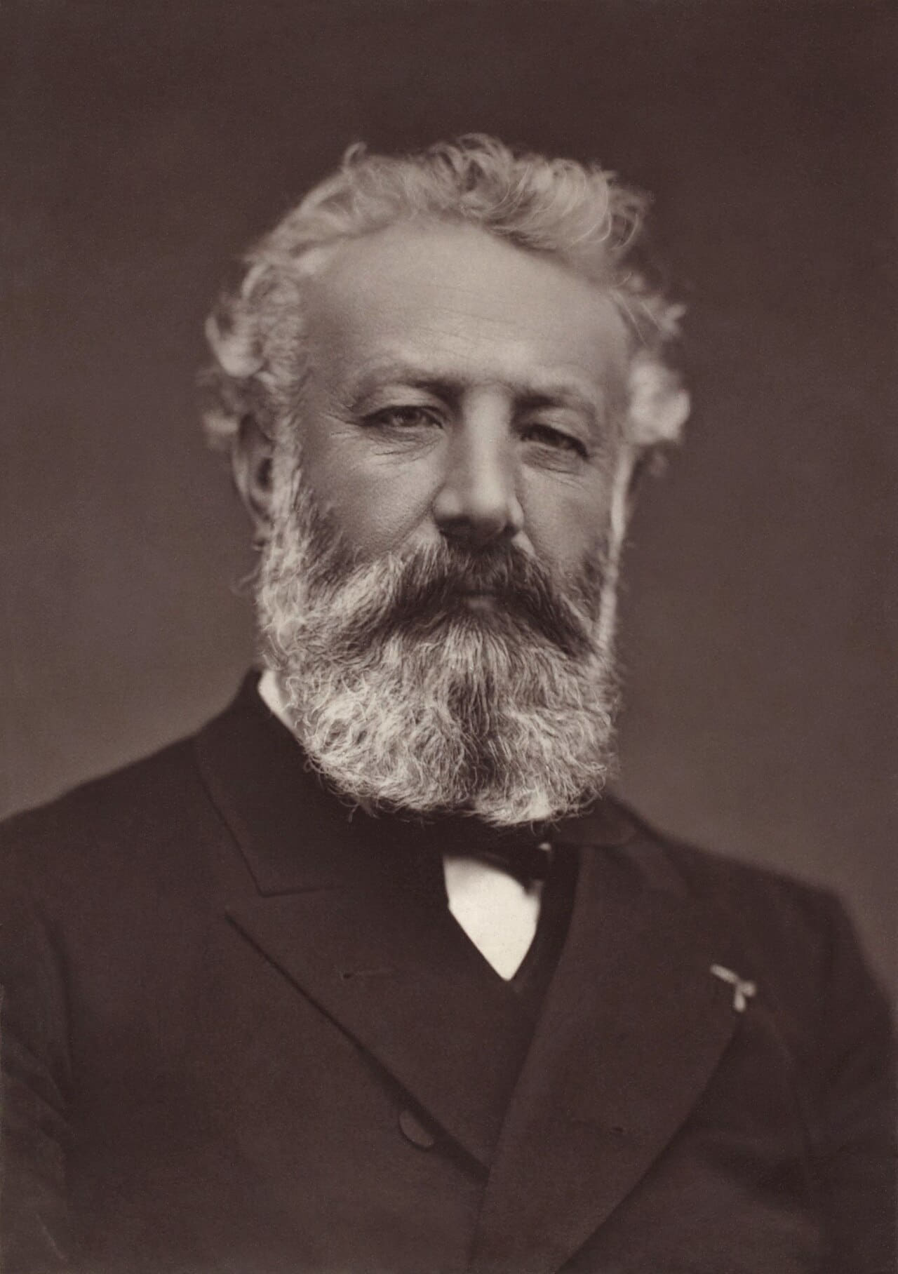 Jules Verne by Étienne Carjat wallpaper in charcoal and charcoal tones, Full HD, 3:4 format for phone
