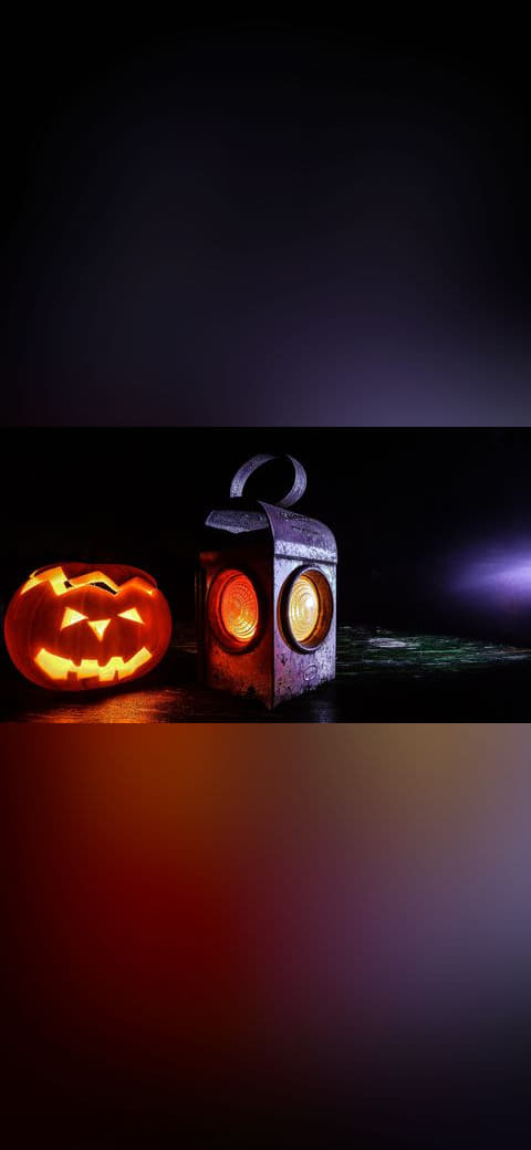 Lamp-halloween-lantern-pumpkin wallpaper in near-black and near-black tones, Full HD, 16:9 format for phone