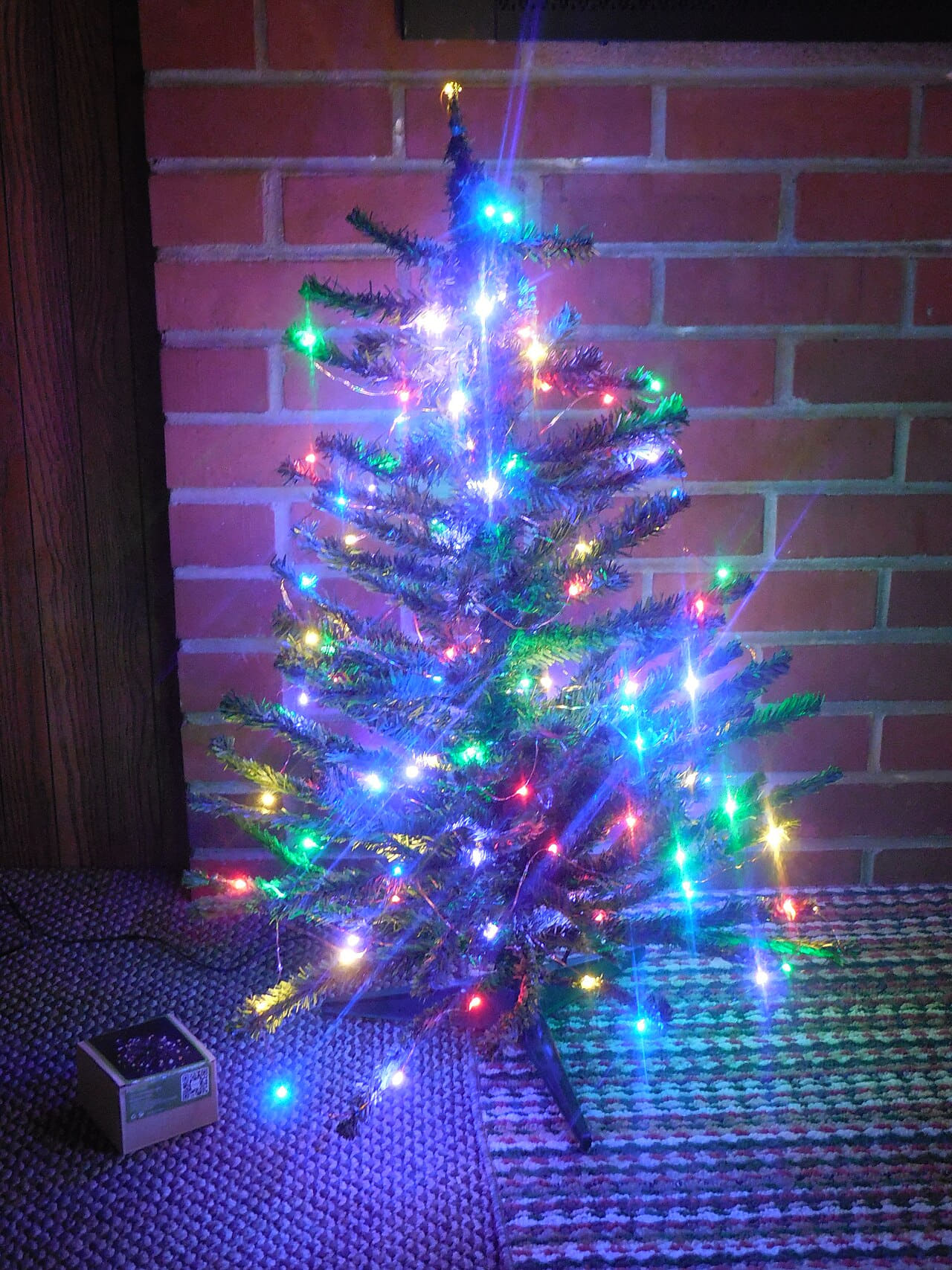 LED Christmas Lights on a Tree wallpaper in near-black and charcoal tones, Full HD, 3:4 format for phone