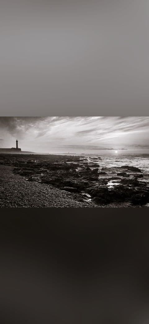 Lighthouse in black and white wallpaper in near-black and sand tones, Full HD, 16:9 format for phone