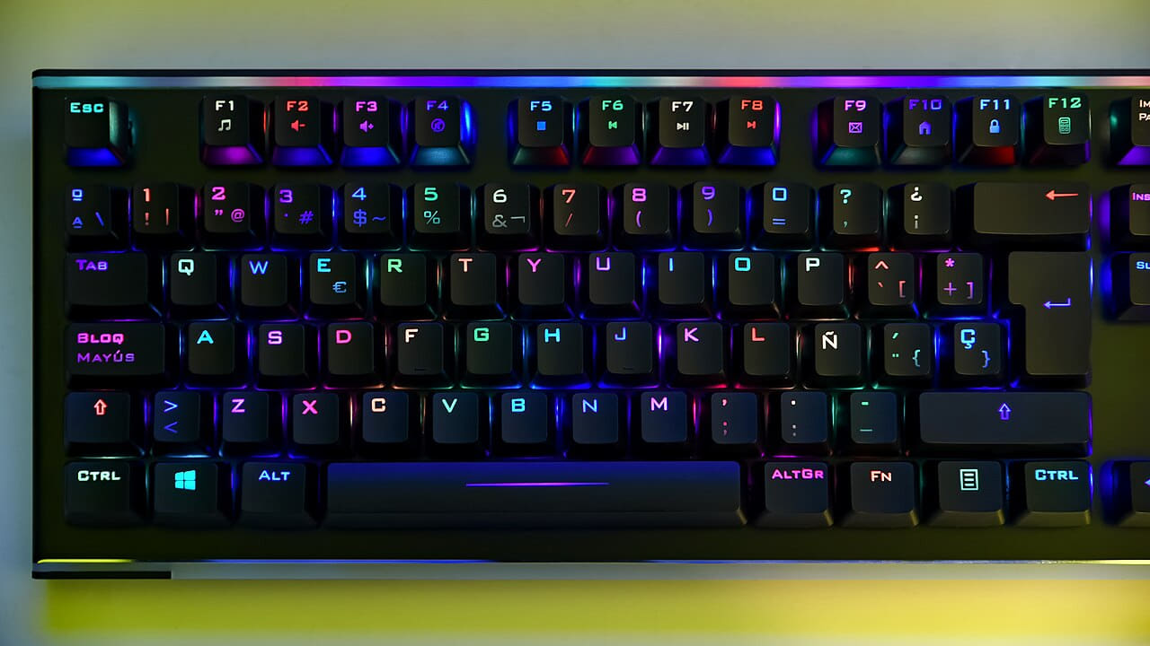 Mars Gaming MK6 gaming keyboard wallpaper in near-black and near-black tones, Full HD, 16:9 format for phone