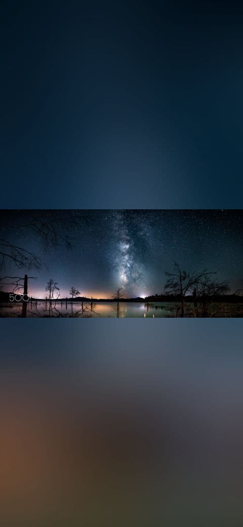 Milky Way Panorama wallpaper in near-black and deep green tones, Full HD, 21:9 format for phone