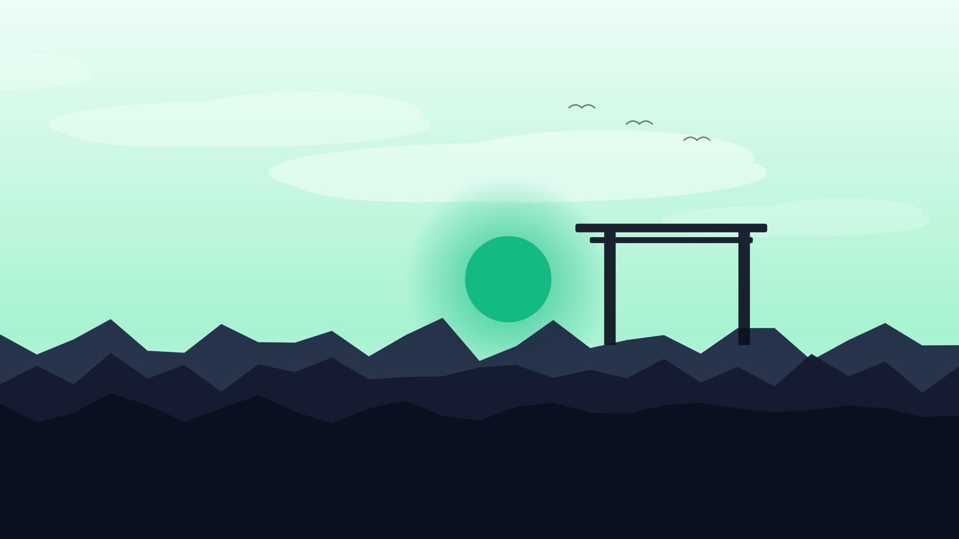 Fondo de pantalla Mountain sunset en tonos near-black y pale sky, 4K, formato 16:9 para móvil