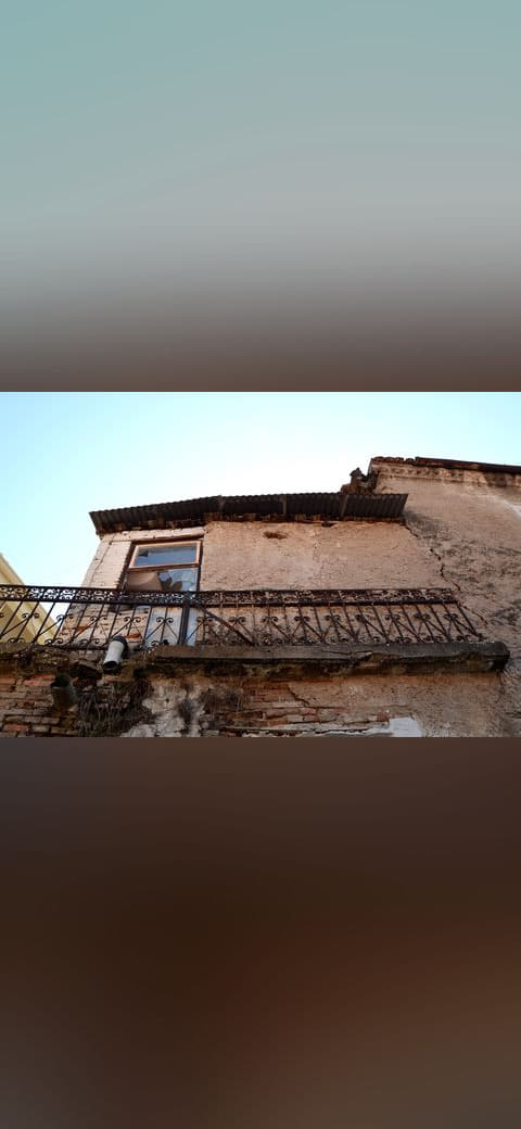 Natural Sepia House in Old City Varousi Trikala wallpaper in pale sky and olive tones, Full HD, 4:3 format for phone