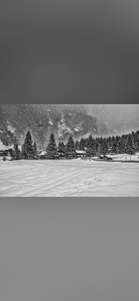 Nature landscape snowing mountains village Austria wallpaper in sand and olive tones, Full HD, 4:3 format for phone