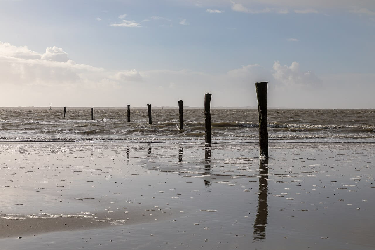 Norderney, Weststrand wallpaper in sage green and slate tones, Full HD, 4:3 format for phone