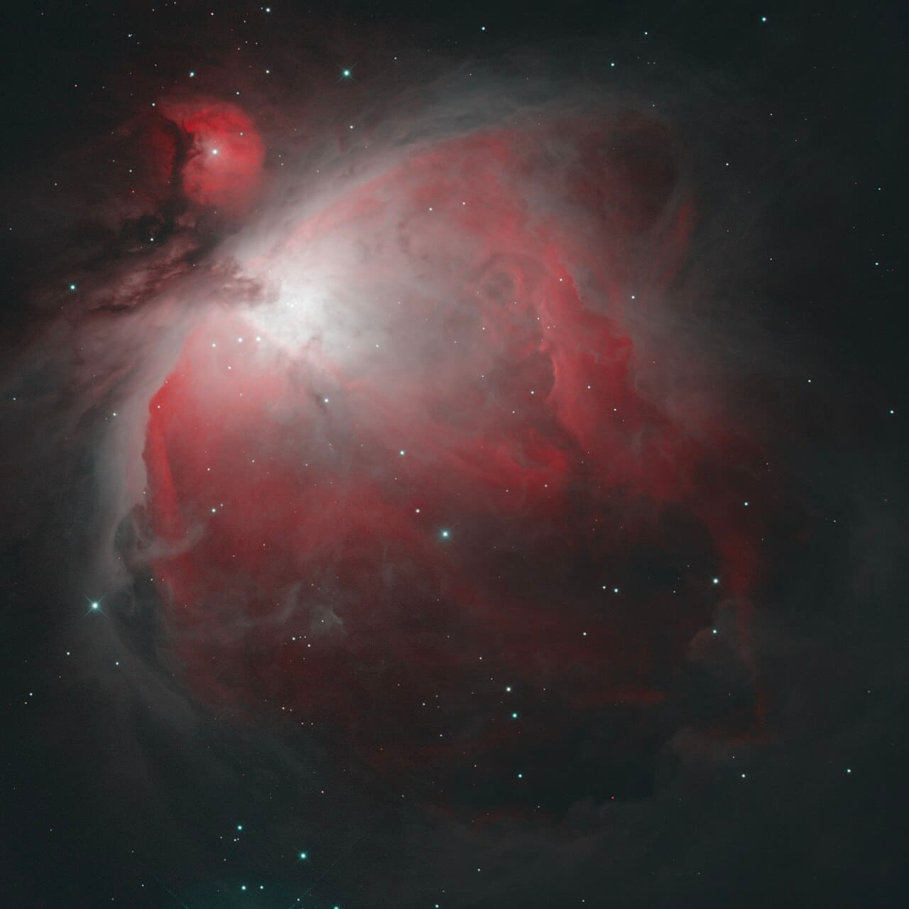 Fondo de pantalla Orion Nebula multiband 2x2 mosaic - HOO en tonos near-black y charcoal, Full HD, formato 1:1 para PC