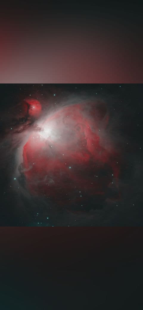 Orion Nebula multiband 2x2 mosaic - HOO wallpaper in near-black and charcoal tones, Full HD, 1:1 format for desktop