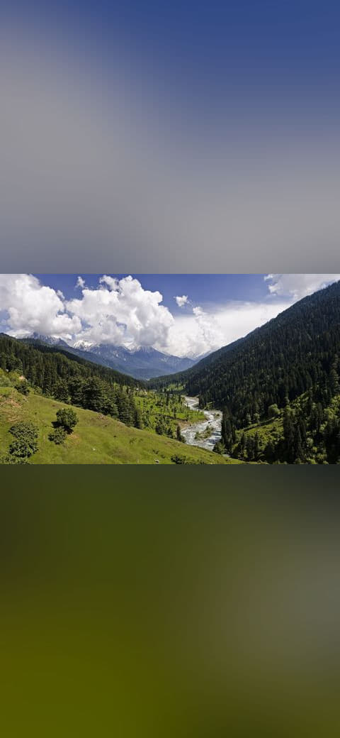 Pahalgam Valley wallpaper in near-black and lavender tones, Full HD, 16:9 format for desktop