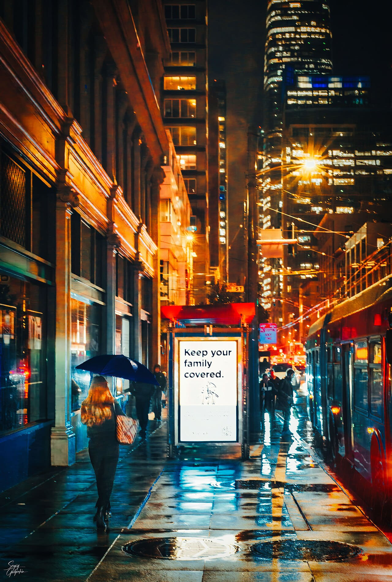 Rainy night in San Francisco wallpaper in near-black and charcoal tones, Full HD, 3:4 format for desktop