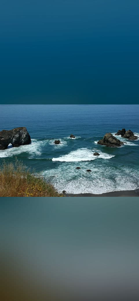Fondo de pantalla Rock arch, islets, double fan waves breaking in the… en tonos steel blue y steel blue, Full HD, formato 4:3 para móvil