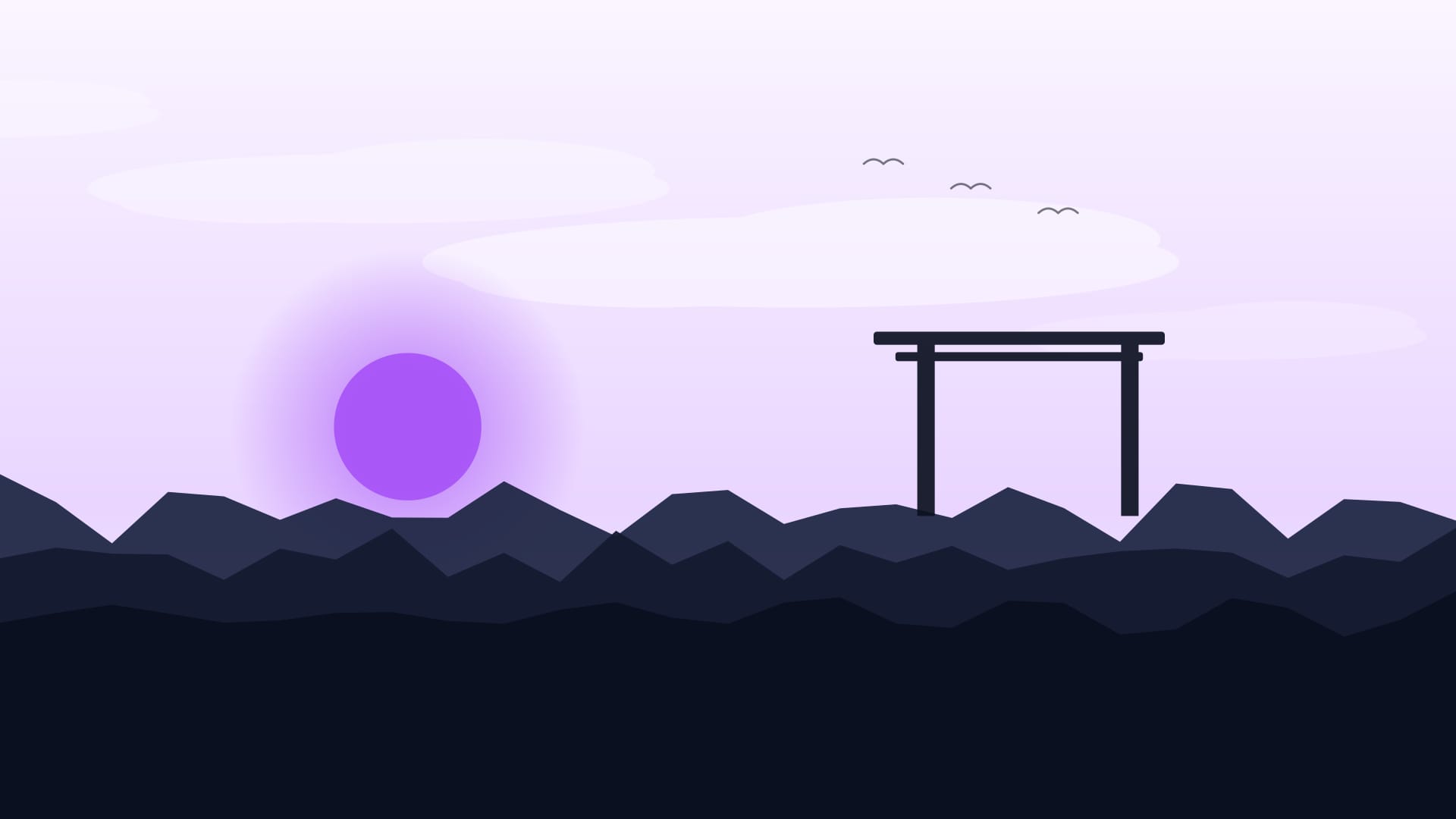 Fondo de pantalla Sakura hill en tonos near-black y lavender, 4K, formato 16:9 para móvil