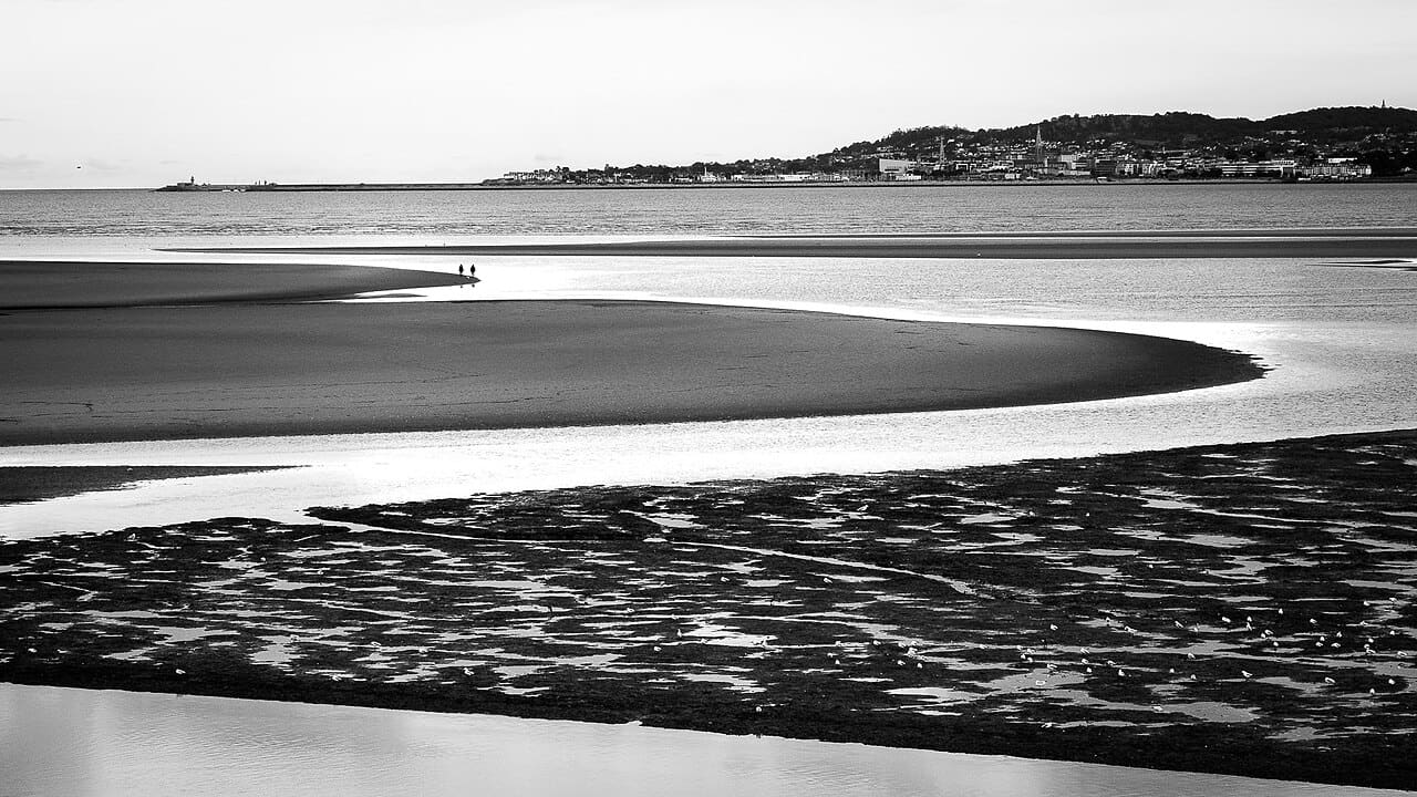 Sandymount Dublin Ireland Black And White Street… wallpaper in cream and charcoal tones, Full HD, 16:9 format for phone