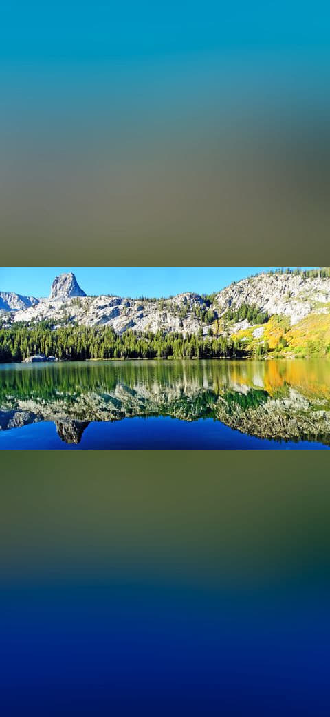 Fondo de pantalla Sierra Reflections, Lake George 2016 - Explored en tonos azul cielo y oliva, Full HD, formato 16:9 para PC