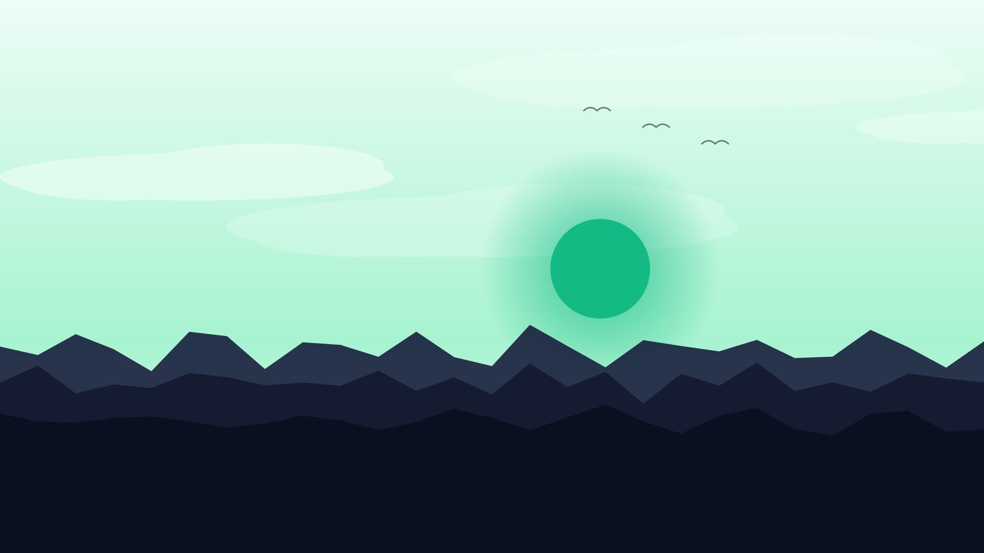 Fondo de pantalla Snow peak en tonos near-black y mint, 4K, formato 16:9 para móvil