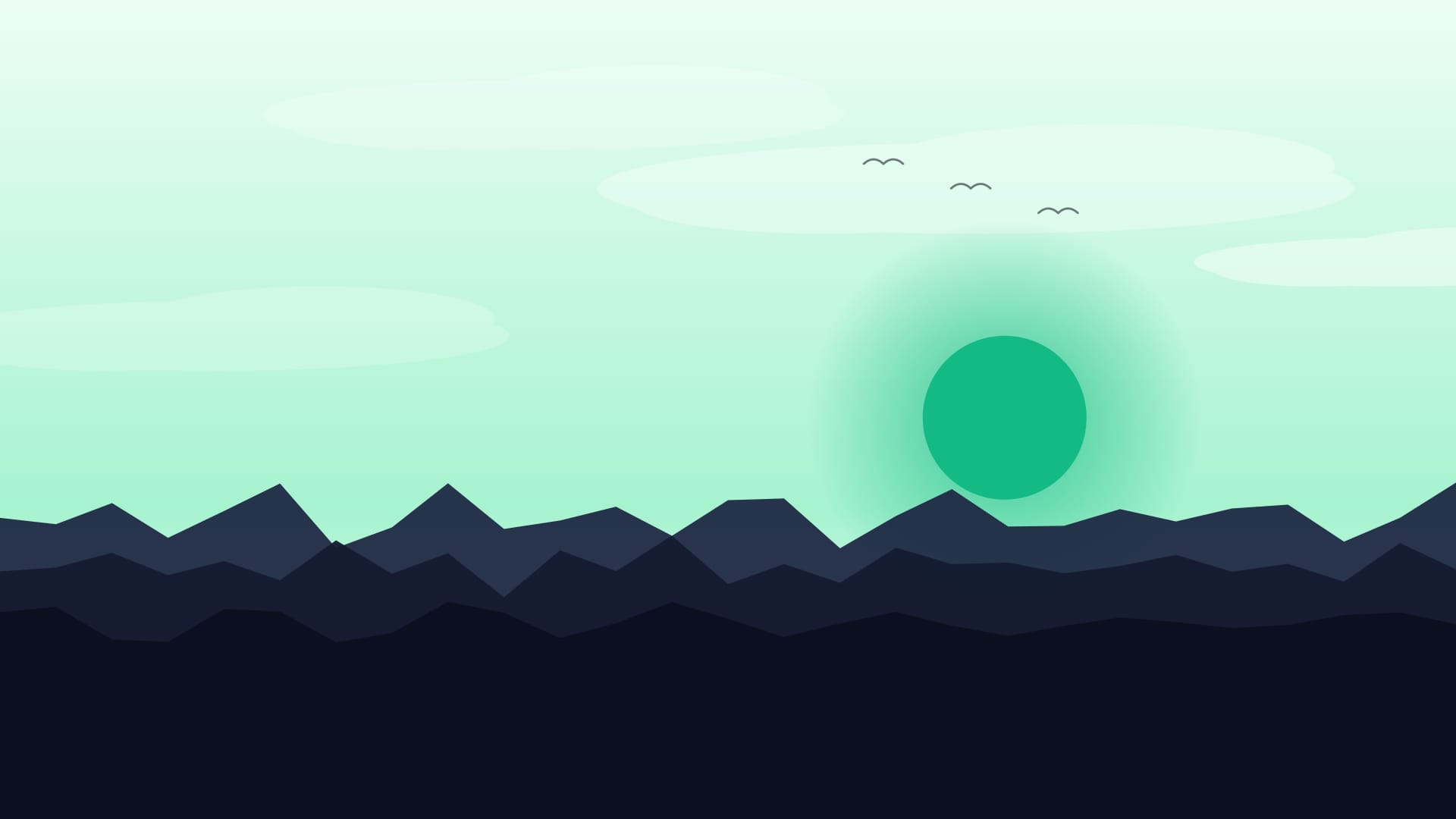 Fondo de pantalla Starry ridge 2 en tonos casi negro y menta, 4K, formato 16:9 para móvil