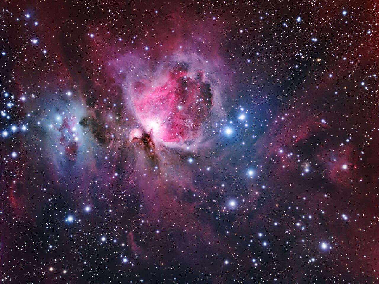 The Orion Nebula with Peripheral Nebulosity wallpaper in near-black and charcoal tones, Full HD, 4:3 format for desktop