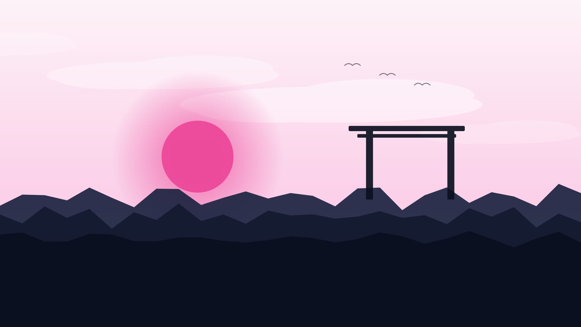 Fondo de pantalla Torii gate at dusk 2 en tonos cream y near-black, 4K, formato 16:9 para móvil