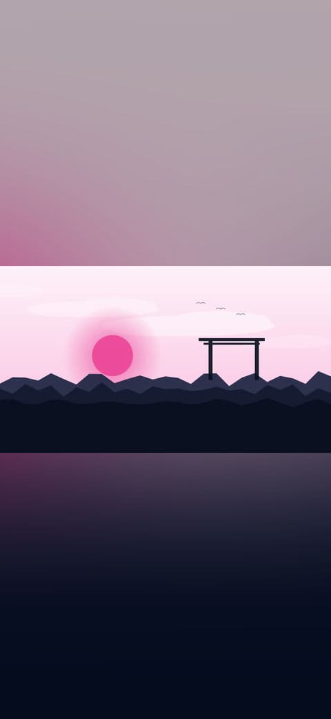 Torii gate at dusk 2 wallpaper in cream and near-black tones, 4K, 16:9 format for phone