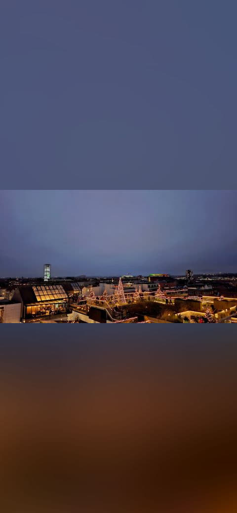 View with Christmas lights 2025 Salling Rooftop 03 wallpaper in steel blue and slate tones, Full HD, 16:9 format for phone