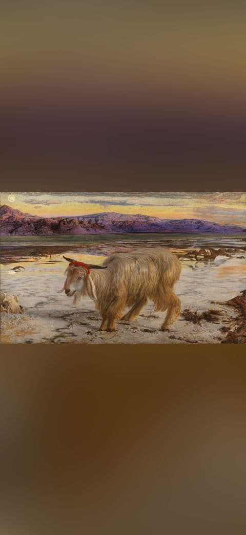 William Holman Hunt - The Scapegoat wallpaper in slate and olive tones, Full HD, 16:9 format for phone