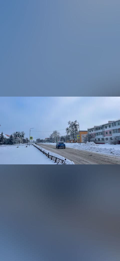 Winter road in Kozenki, Belarus — Jan 2026 wallpaper in sky blue and sky blue tones, Full HD, 16:9 format for phone
