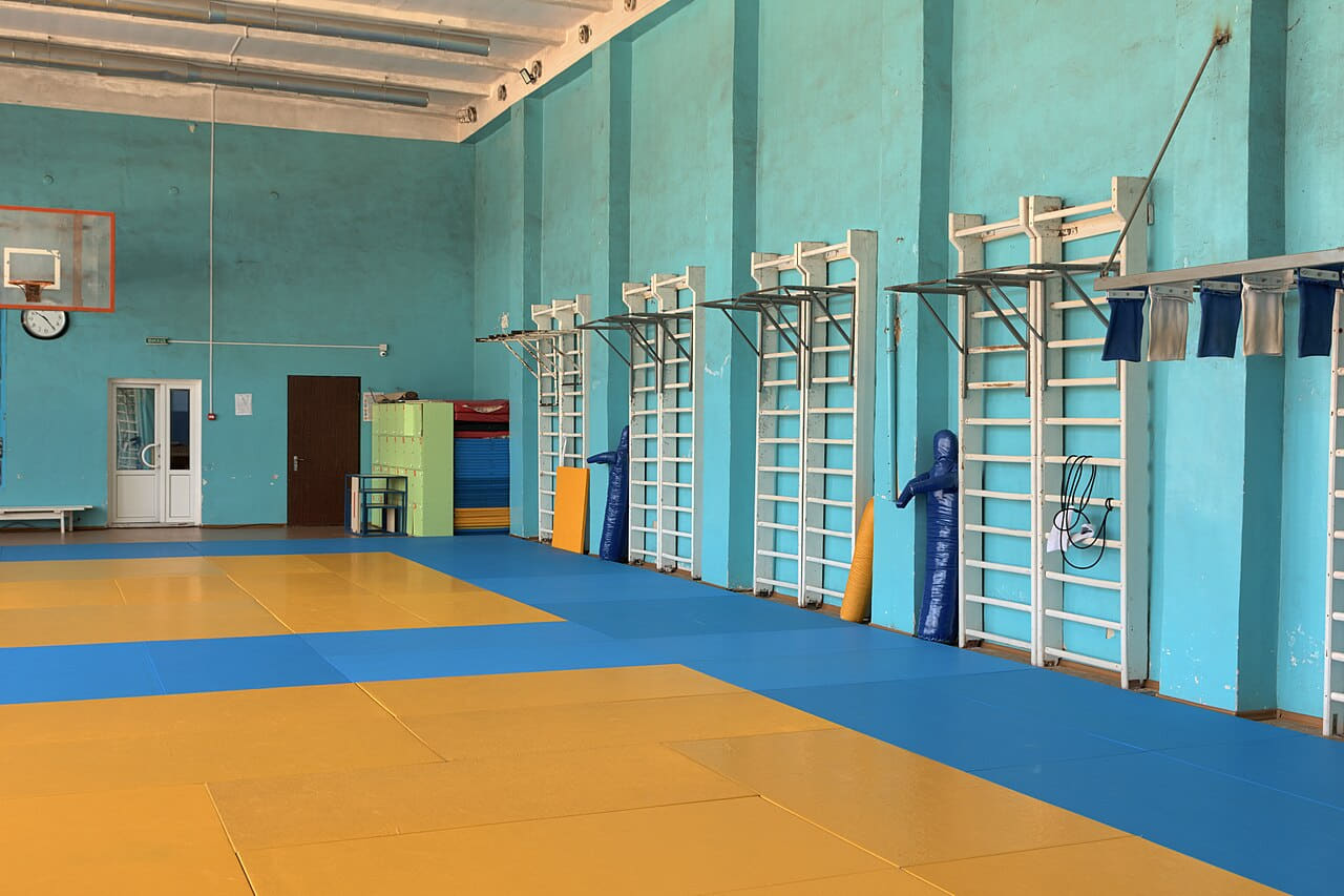 Wrestling gym 3 wallpaper in sand and slate tones, Full HD, 4:3 format for phone